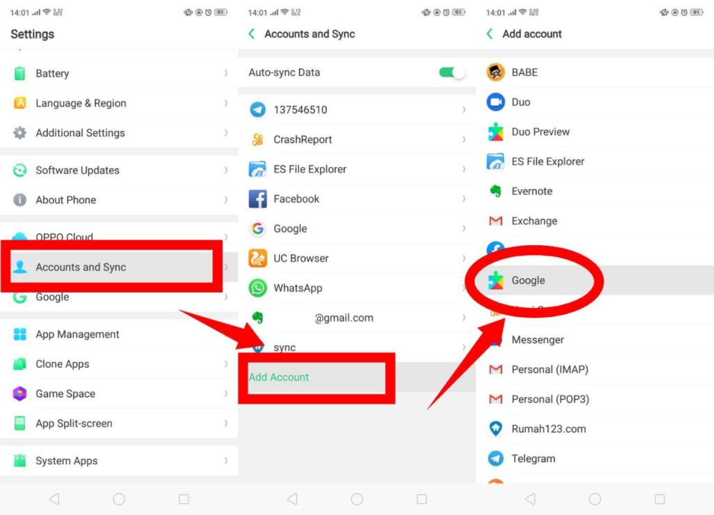 Pindah Contacts iPhone ke Android dengan Sinkronisasi Akun Google
